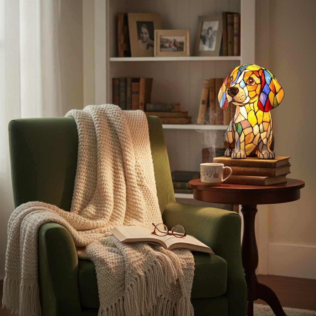 Beagle - Lampe Vitrail Enchanté