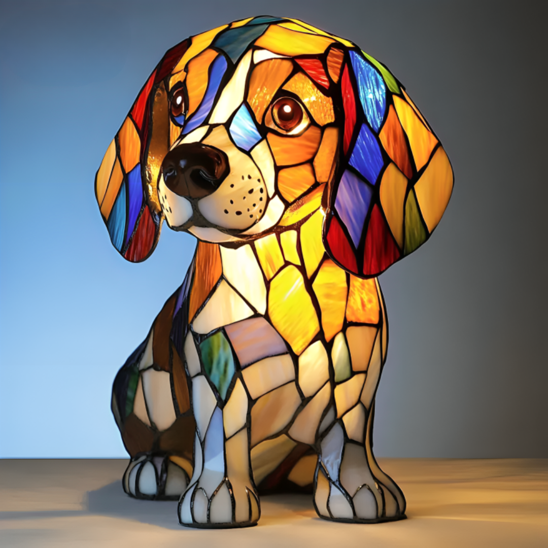 Beagle - Lampe Vitrail Enchanté