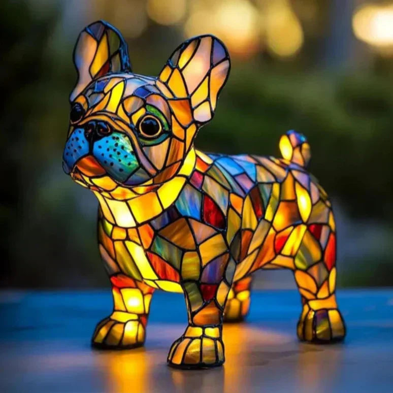 Bouledogue Français - Lampe Vitrail Enchanté