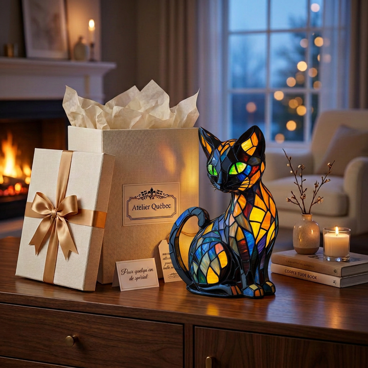 Chat Siamois - Lampe Élégance Irisée